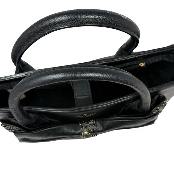 Kate Spade New York Black Manor Place Cow Leather Rhinestones Bow Satchel Purse - Picture 8 of 16